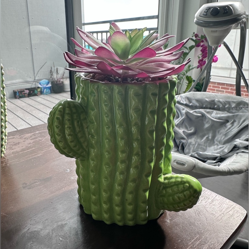 Cactus Planter with Artificial Succulent Garden Party